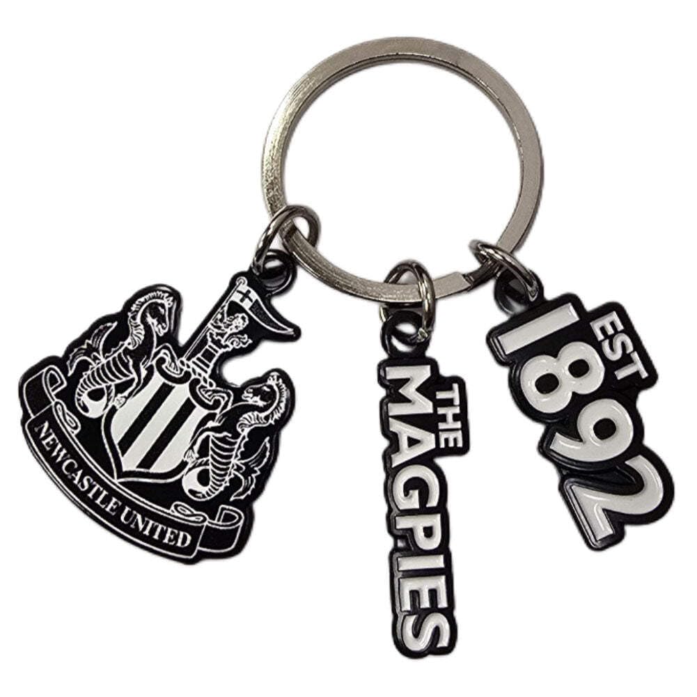 Newcastle United Official Keyring, Est 1892 The Magpies Charm with Club Crest