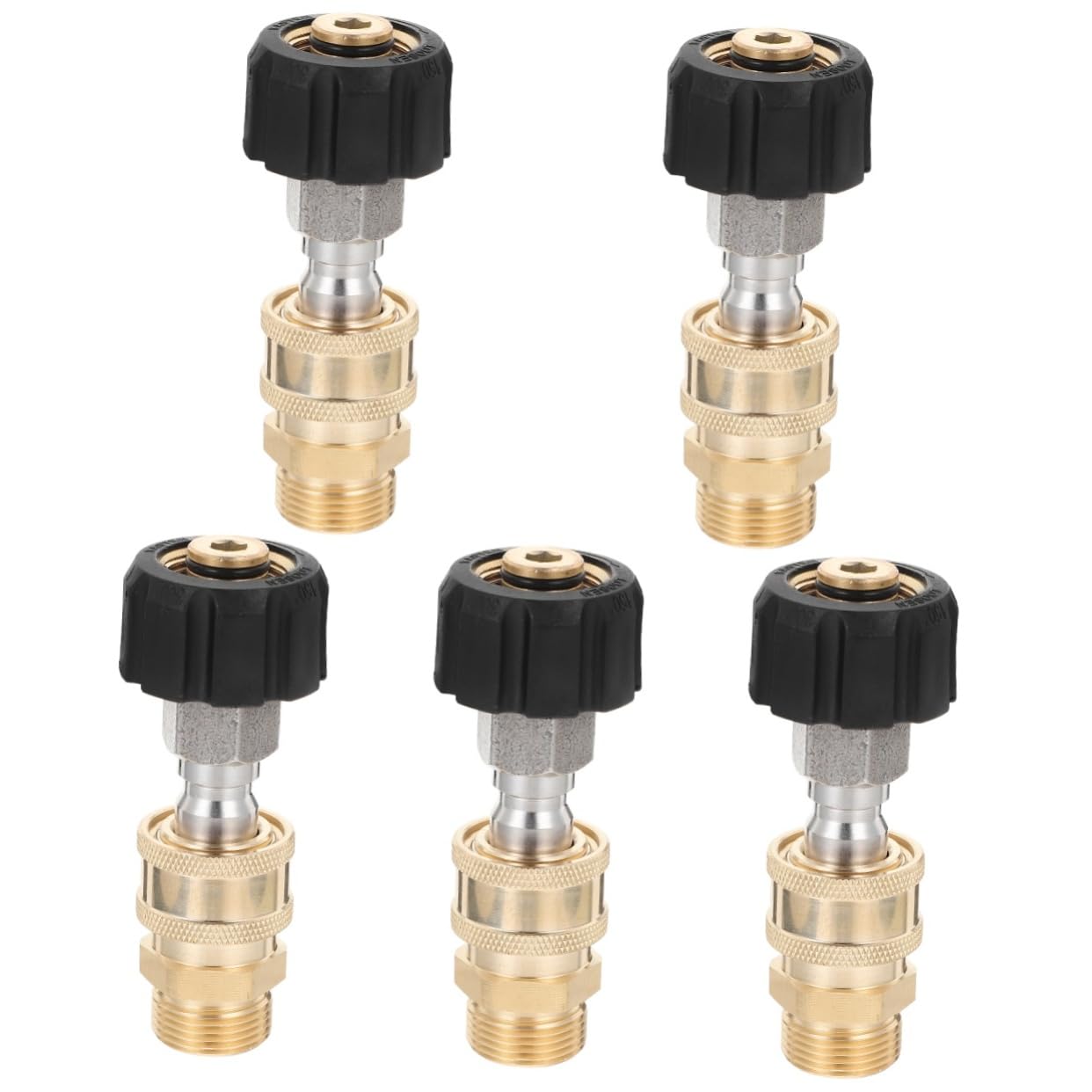 UKCOCO 5 Set Adattatore Collegare adattatori Maschio connettore del Tubo dell'idropulitrice Raccordo rapido per idropulitrice connettore rapido della rondella Ottone d'oro