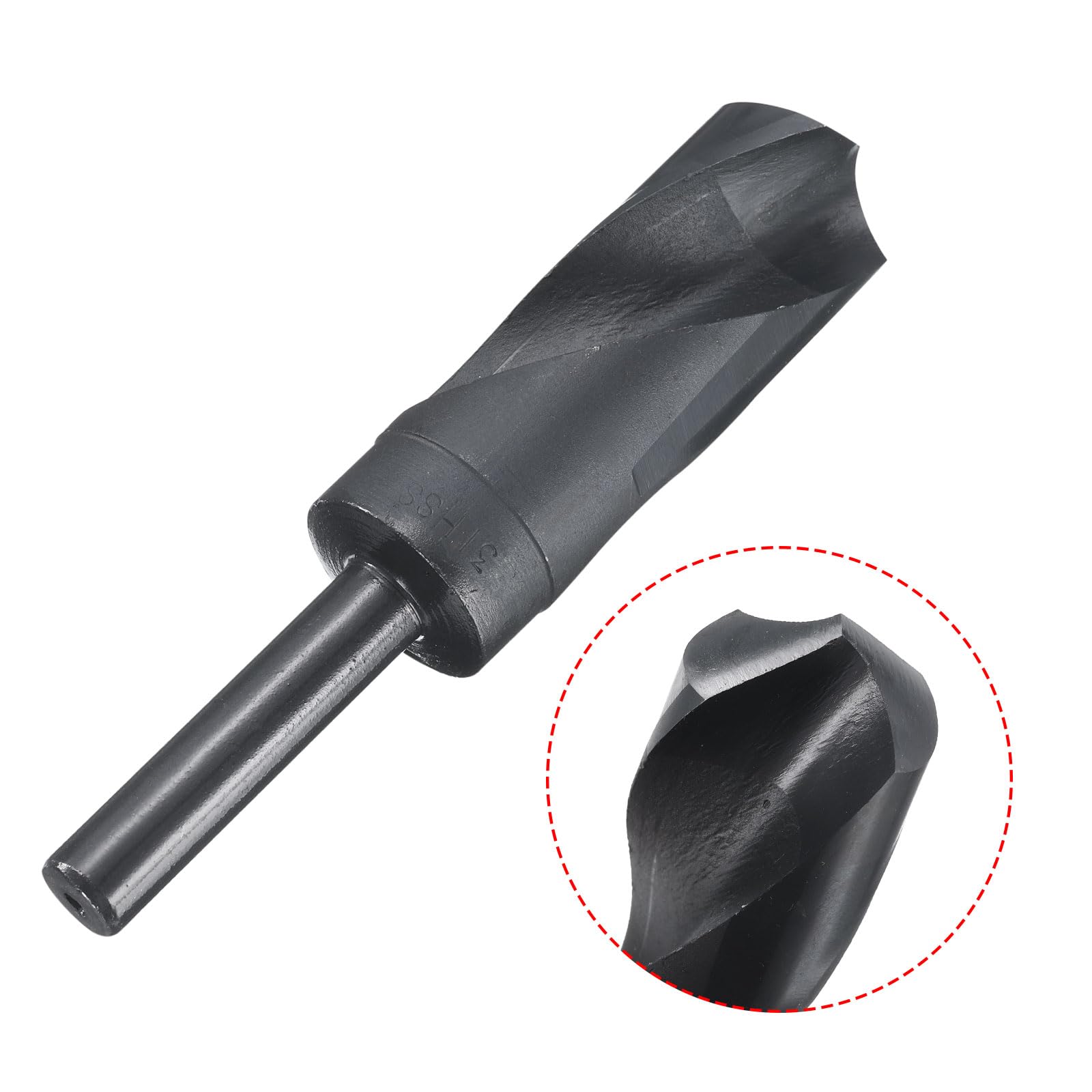sourcing map Punta da trapano a codolo ridotto, 31 mm, rivestita in nitruro nero con gambo dritto da 1/2", in acciaio ad alta velocità, HSS 9341, punta elicoidale per acciaio inossidabile, lega,