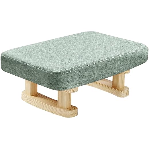 THE STYLE SUTRA Footrest with Wooden Legs Low Stool Padded Footstool for Desk Doorway Living