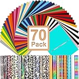 ARHIKY HTV Heat Transfer Vinyl Bundle:70 Pack-Includes 68 Pack Assorted Colors Sheets and 2 Sheets...