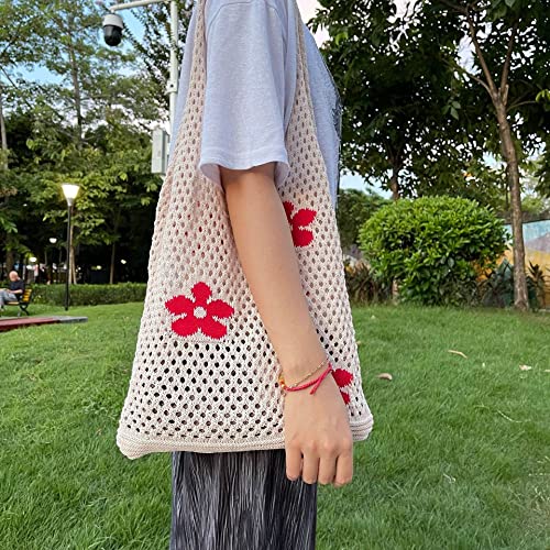 Image of Crochet Tote Bag Fairycore Hobo Bag for Women Fairy Grunge Aesthetic Tote Bag Fairy Grunge Accessories