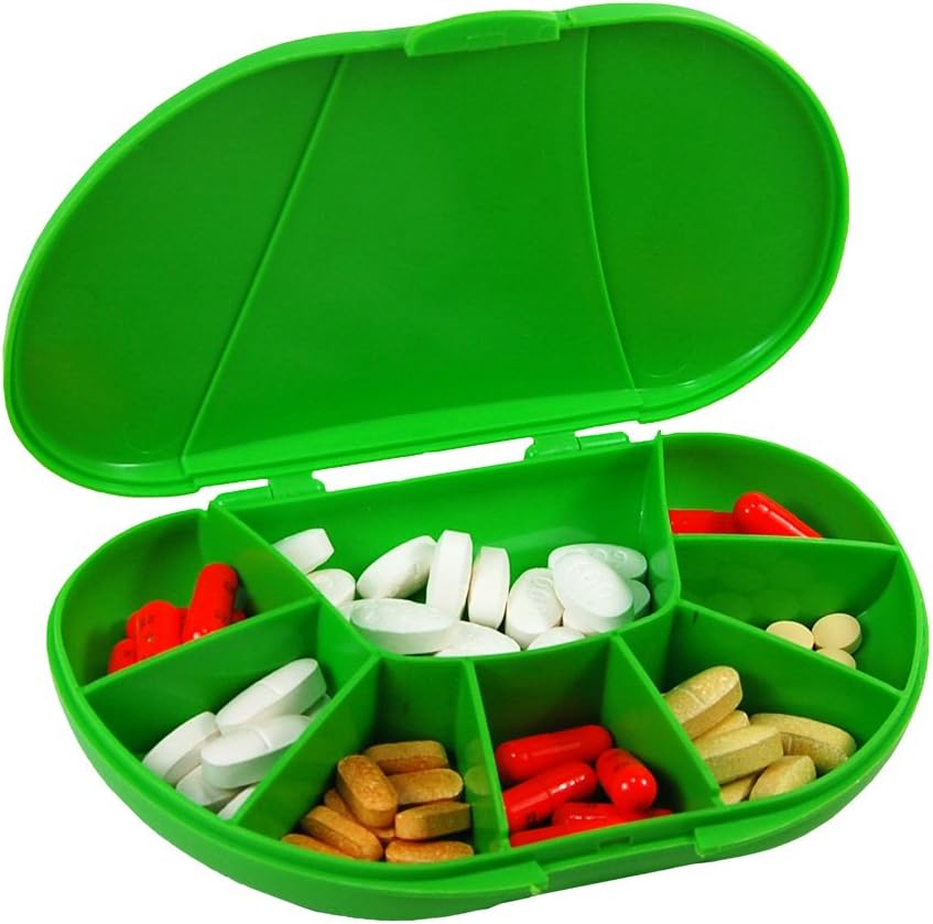VitaCarry 8-Compartment Travel Vitamin and Medication Pill Box, Holds up to 150 Pills (Green)