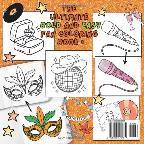 Fan Girl Coloring Book | Bold and Easy Music Lover Themed Aesthetic Coloring Pages for Girls, Kids, Teens: Cute Illustrations Featuring Disco Balls, ... Show | Ideal Gift for Girly New Music Fans - Image 2