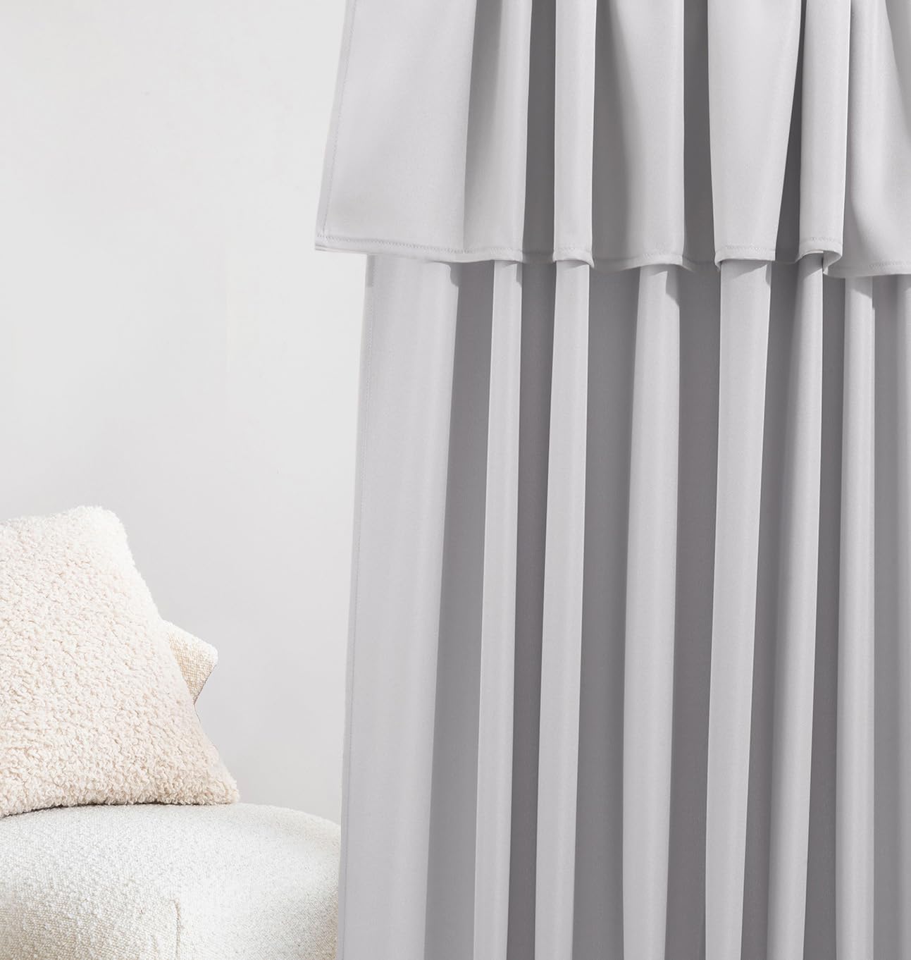ROOM99 Mia Curtain with Ruffle Tape, 140 x 260 cm, Width x Height Sliding Curtains, Modern Curtain, Living Room, Bedroom - Image 3