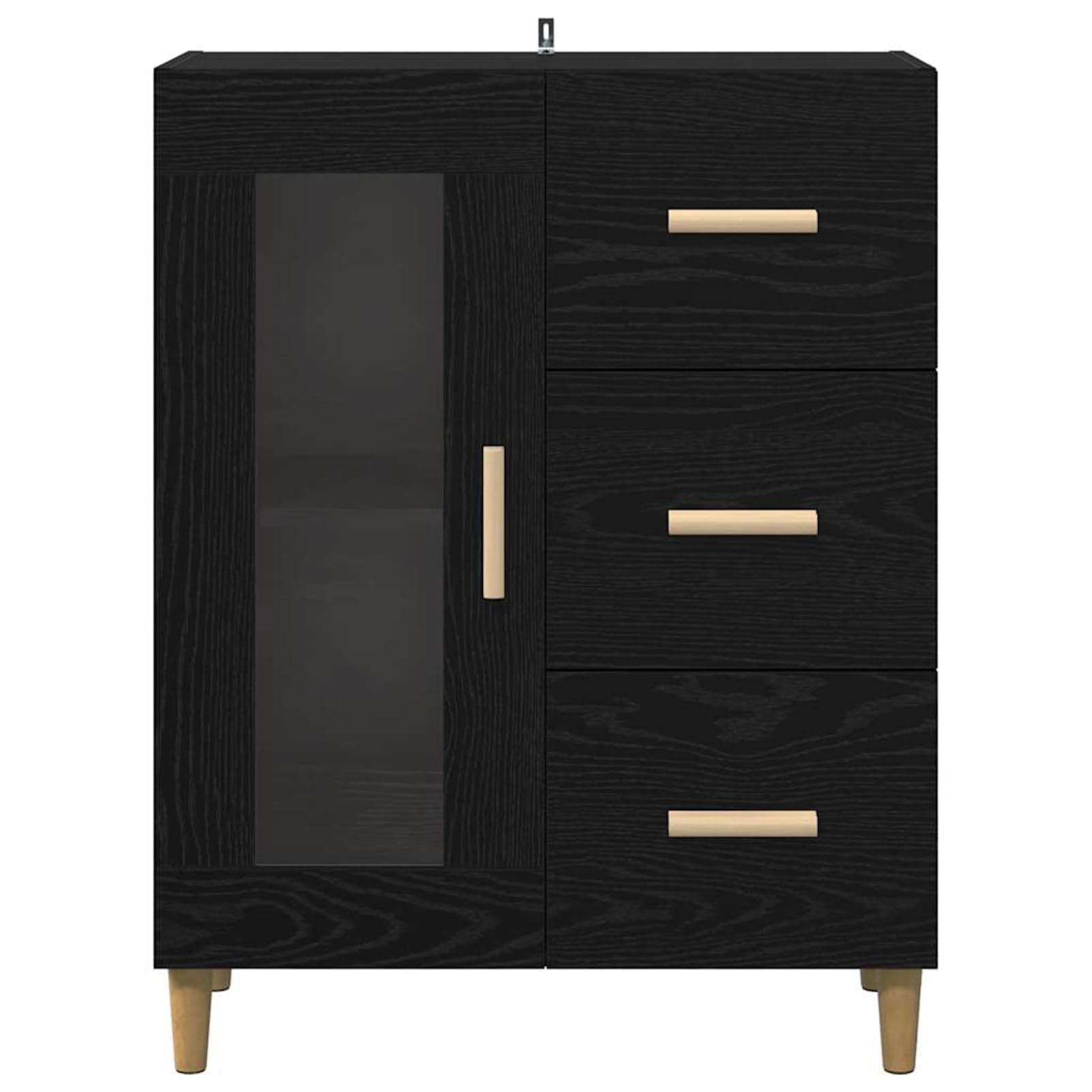 Gecheer Credenza con cassetto e Ante in Vetro, 69,5 x 34 x 90 cm, in Legno ingegnerizzato e Ferro, Stile Rustico per Sala da Pranzo e Soggiorno