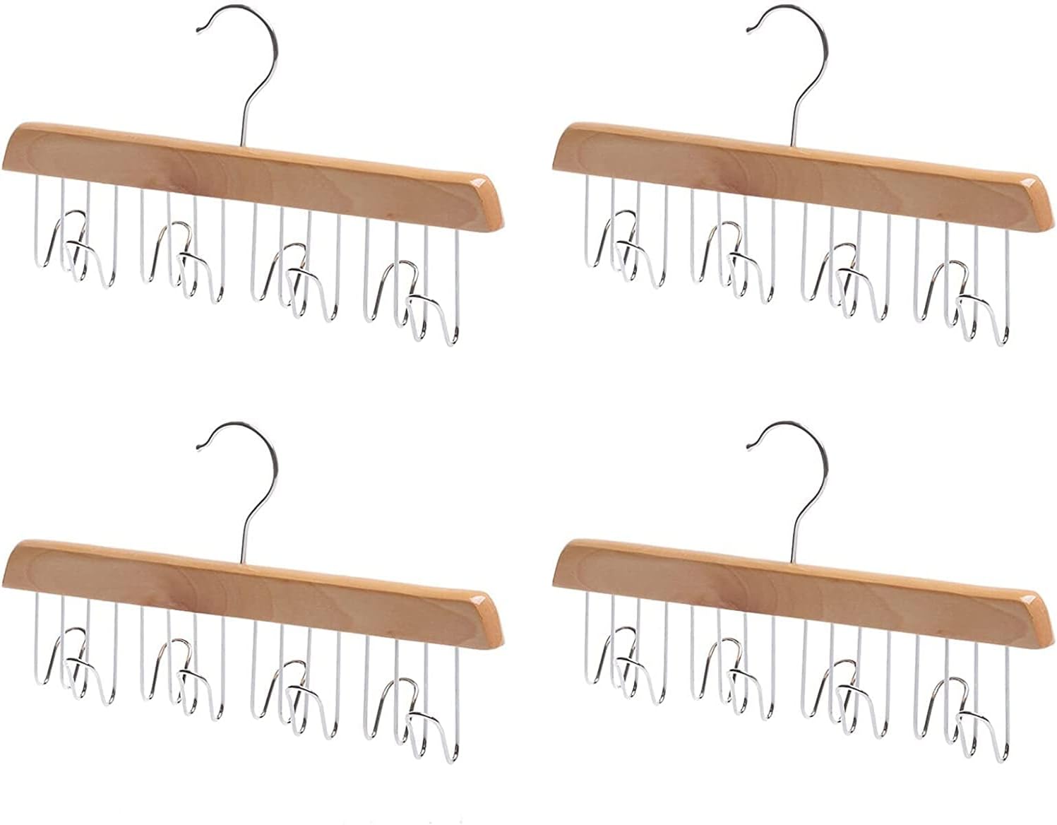 Tie Rack 4 Pack Tie Belt Hangers Closet Accessory Organizer 8 Tie Hanger Hook Storage Rack Non-Slip Closet Hanger for Hanging Belts Tie Scarves and More Closet Organizer