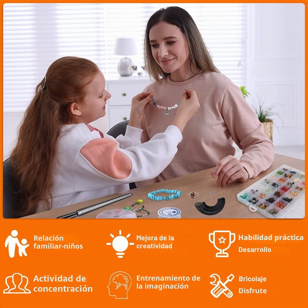 HONGTEYA Kit de fabricación de joyas de cristal de 28 colores con 1630 cuentas de piedras preciosas de cristal, para hacer anillos, aretes y joyas