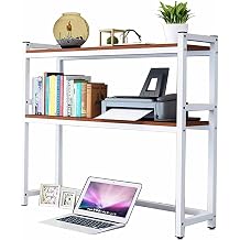 Wood Metal Computer Desk Bookcase - Desktop Display Shelf, 2-Tier Adjustable Desk Organizer, Multipurpose Countertop Hutch Bookshelf, Open Desktop Storage Display Shelf  Color D , Size 95X25X90cm