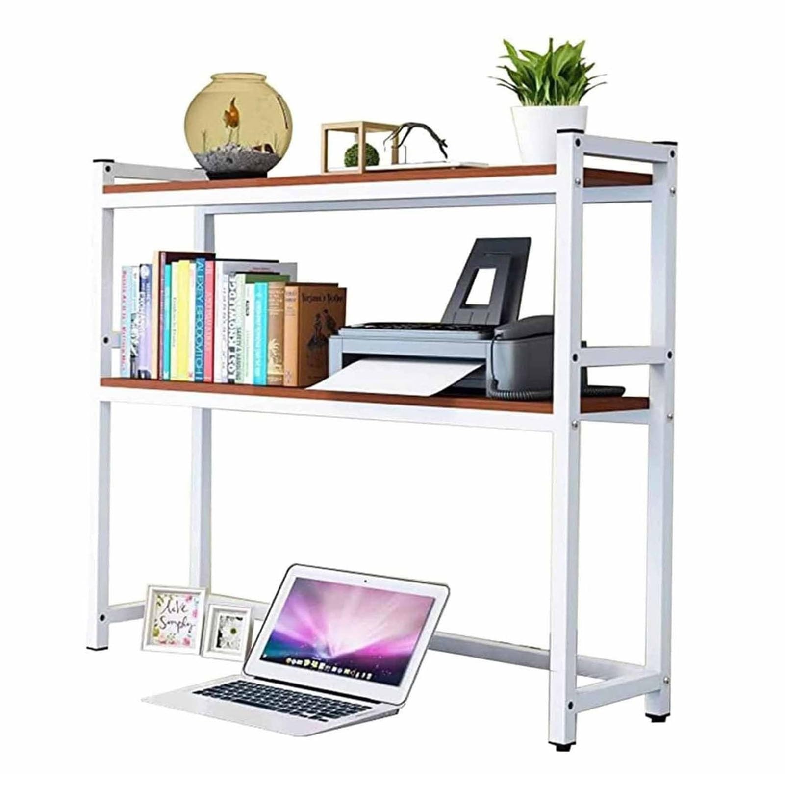 Guoddm D Woo Metal Computer Esk Bookcase - Esktop Isplay Shelf, 2-Tier Adjustable Esk Organizer, Multipurpose Countertop Hutch Bookshelf, Open Esktop Storage Isplay Shelf ( Color : Size : 95X25x90cm