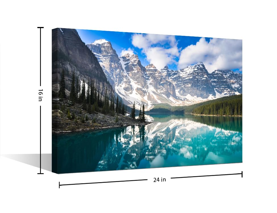 TISHIRON Winter Landscape Canvas Wall Art Hairy Camel Wall Decor Living Room Moraine Lake Rocky Mountains Canada Scenery Wall Decor for Bedroom Posters and Prints Framed Ready to Hang (16" Wx24 H) - Image 2