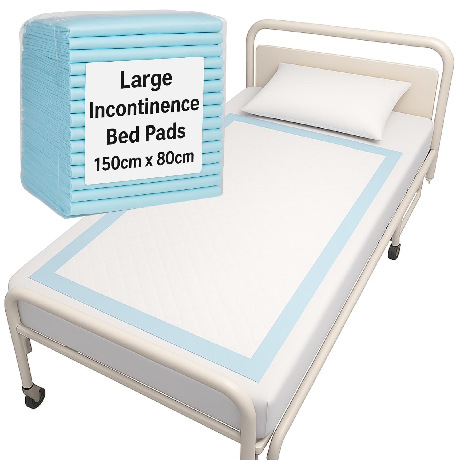 Howsehold White Extra Large Incontinence Bed Pads 20 Pack 150 X 80Cm, Disposable Waterproof Bed Protectors, 2300Ml Super Absorbent Mattress Pads For Adults, Elderly, Children, Pets, Bed Wetting & Overnight Protection