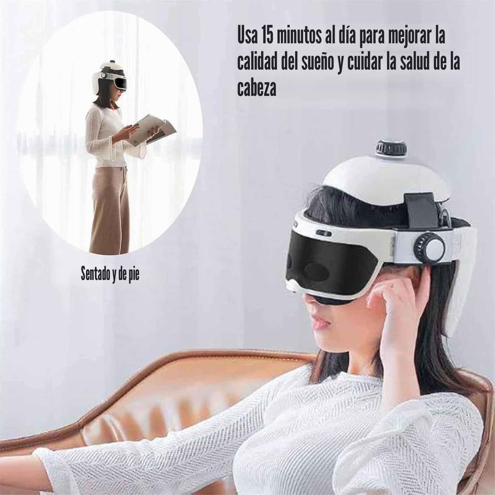 ERICAT Casco De Masaje Eléctrico para Cabeza, Masajeador De Vibración por Presión De Aire con Control Remoto Y 5 Modos, Masaje De 360 ​​Grados Y Compresa Caliente a 42 ℃, para Promover La Circulación