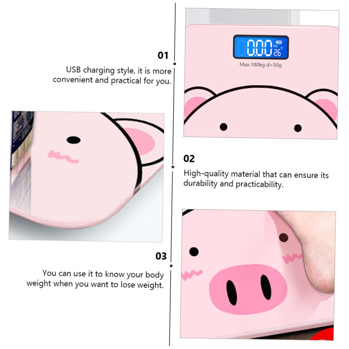 UKCOCO Báscula Diseño de Dibujos Animados de Peso Corporal Electrónica Hogar Pantalla LCD Hd Nocturna Precisión de 2 Decimales Adecuado para Control de Salud
