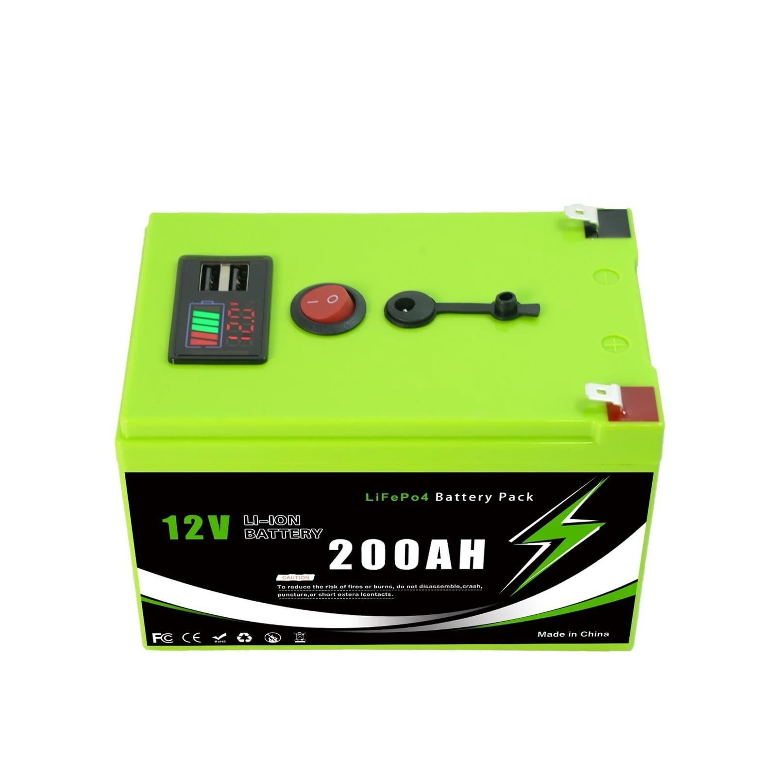 For Pannelli Solari, Camper, Alimentazione Di Riserva for Yacht | Batteria LiFePO4 12V 200000mAH ad alta capacità con soluzione BMS integrata(200Ah Portable Power)