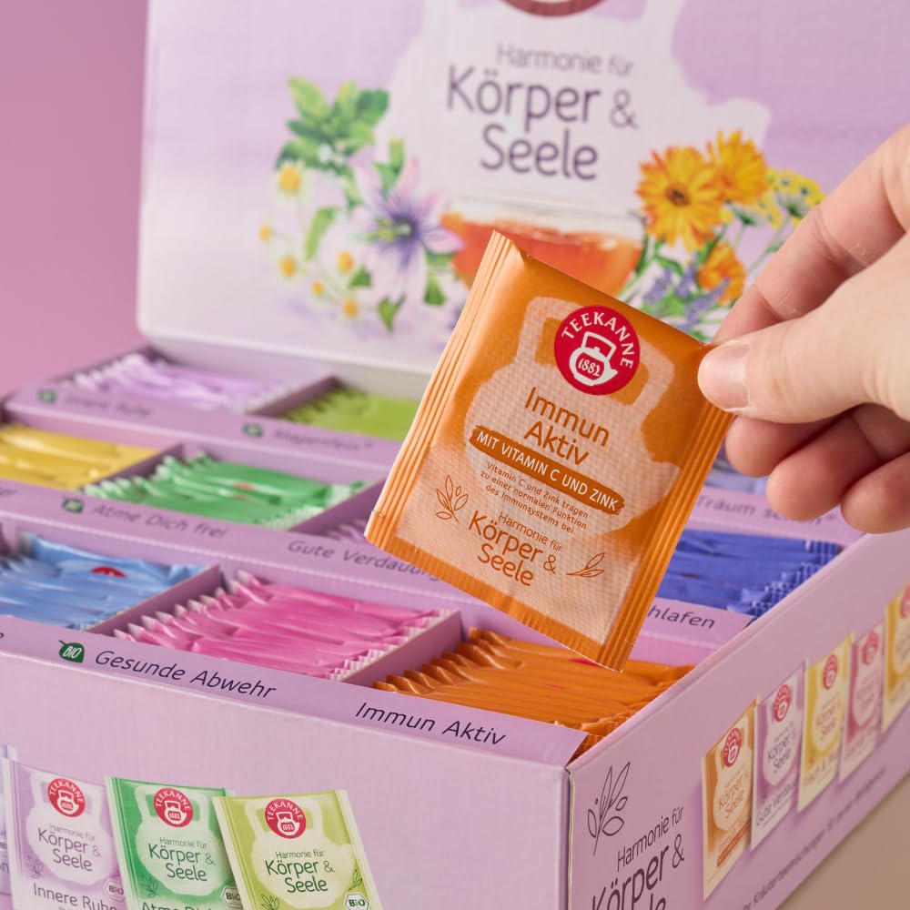 Teekanne Harmonie für Körper & Seele Wohlfühl-Collection Box 356g | 11 Sorten, 180 Beutel | Harmonische Kräuterteemischungen