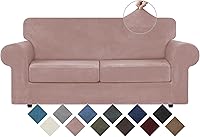 Vista 203 de WEERRW Fundas de terciopelo para sofá de 2 cojines, fundas de sofá de felpa de terciopelo de lujo de alta elasticidad, con parte inferior elástica