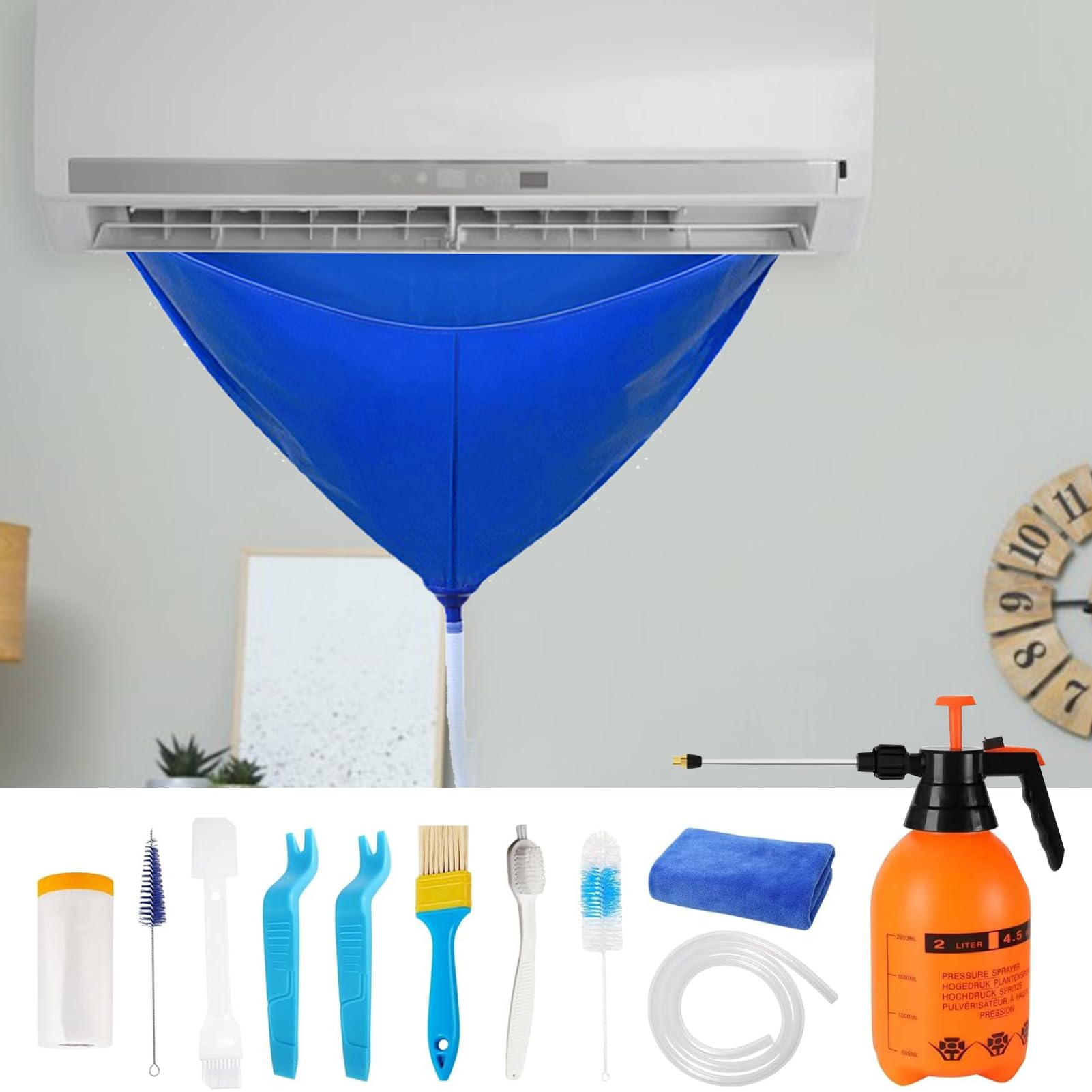 Kit Pulizia Condizionatore Copricondizionatore Impermeabile | 1 Set Kit Di Pulizia Mini Split Condizionatore Riutilizzabile Per Uomo Donna Casa Interno Esterno Soggiorno Camera E Adatto