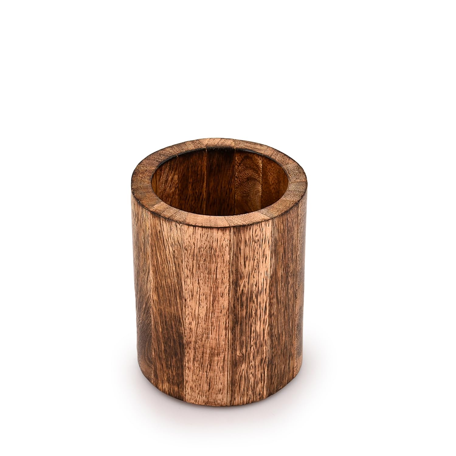 Indus Lifespace Utensil Crocks Mango Wood for Kitchen Counter, , Flatware and Spatula Storage Organizer, for Countertop, Pantry and Bathroom (4" x 4" x 5")