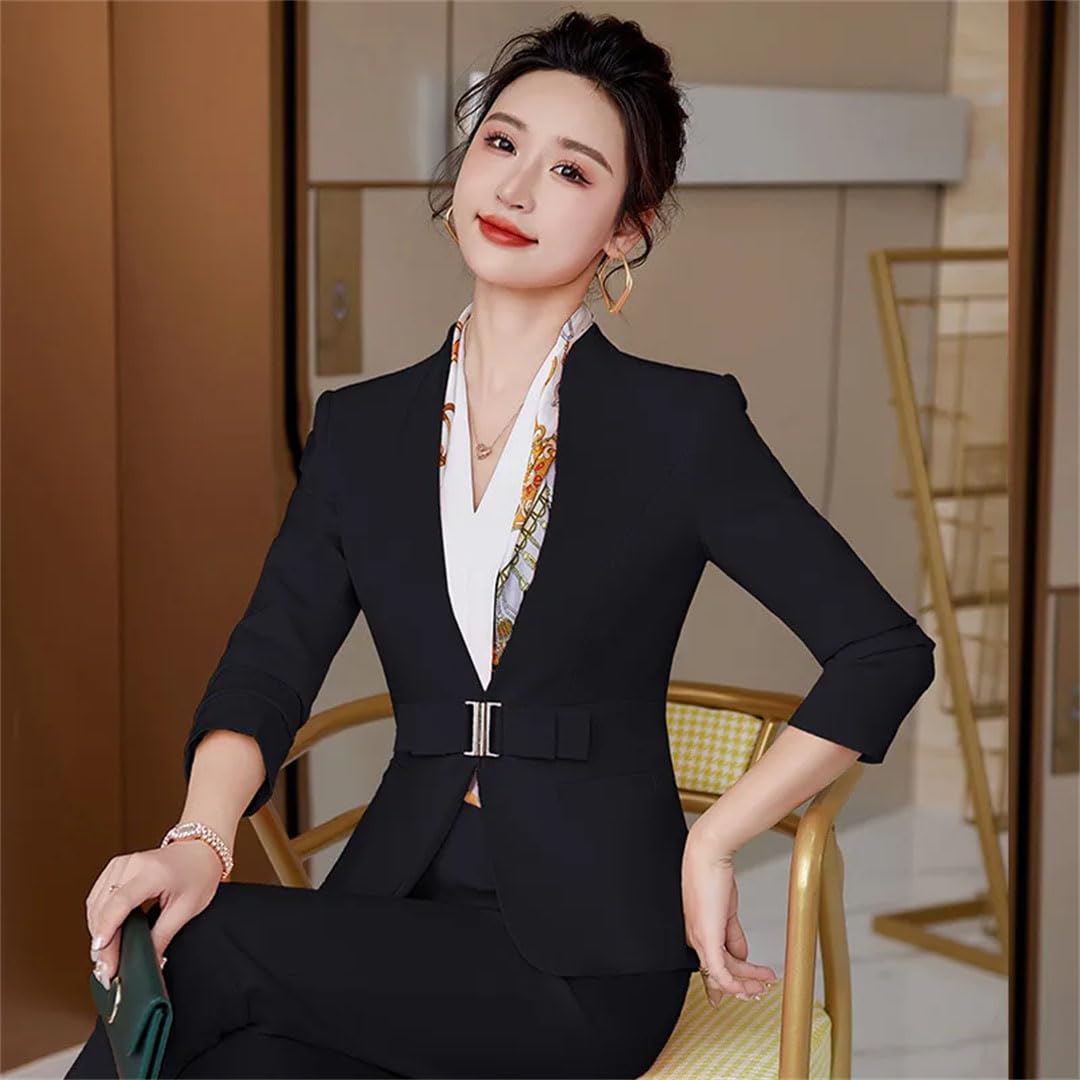 Traje de falda de oficina para mujer, conjunto de falda de manga larga, uniforme elegante, femenino, traje de trabajo formal