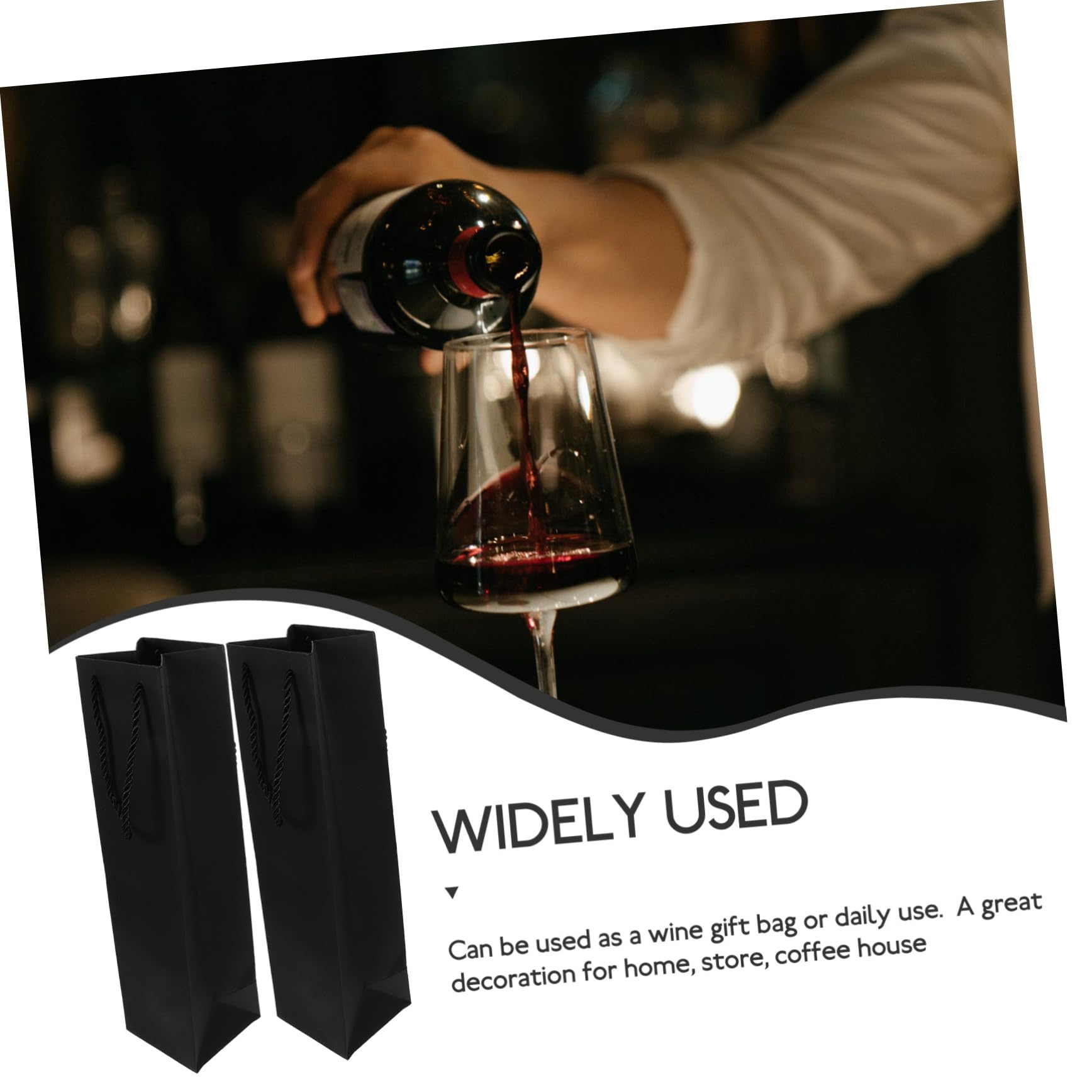 Gadpiparty 3 Sätze Rotwein-papiertüte Weintransportbeutel Geschenktüten Für Weinflaschen Mit Griffen Flaschenträger Mit Griff Weinbeutel Aus Filz Black 12 Stück * 3