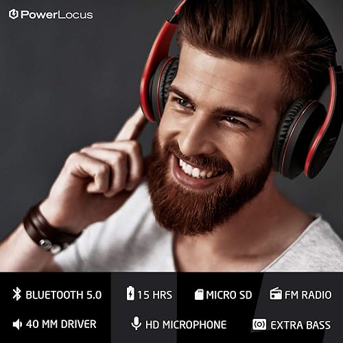 Miniatura 3 de PowerLocus Bluetooth Over-Ear Headphones, Wireless Stereo Foldable Headphones Wireless and Wired Headsets with Built-in Mic, Micro SD/TF, FM for