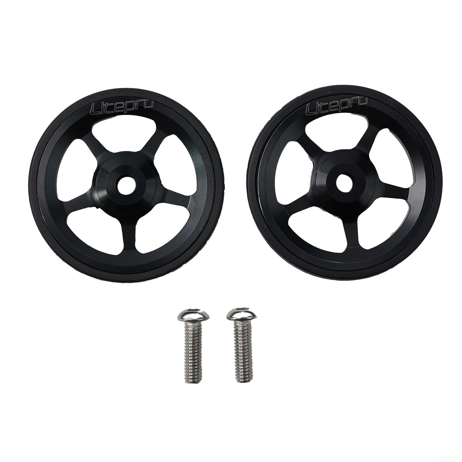 60mm Aluminum Alloy Easy Wheel with M6 Bolt for Brompton Folding Bike Spare Parts, Replacement Easy Wheel Rack Accessories(black)