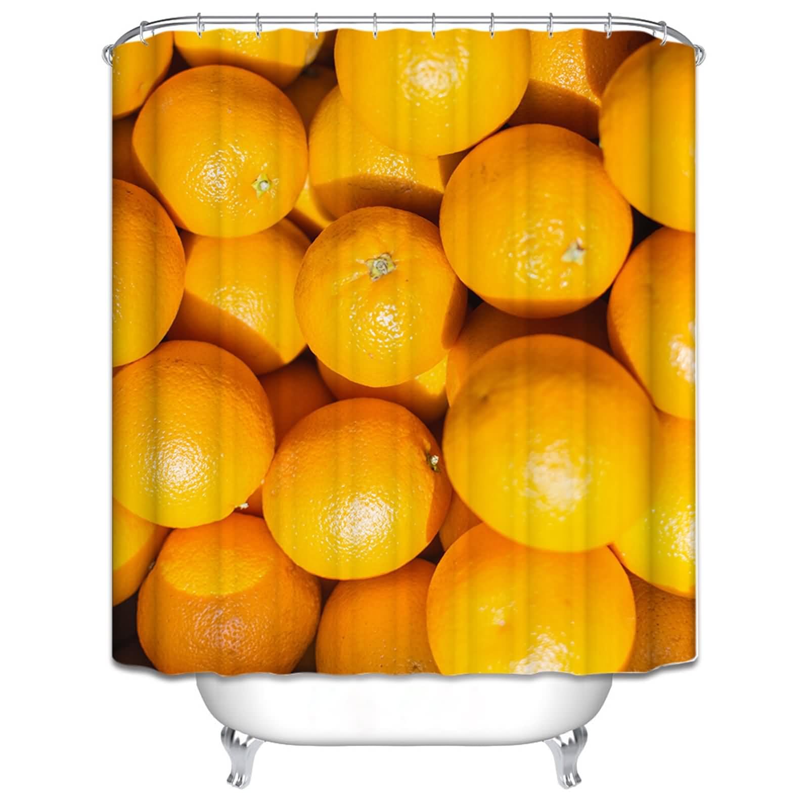Rideau de douche anti-moisissure orange en lin enduit pour une salle de bain sans humidité