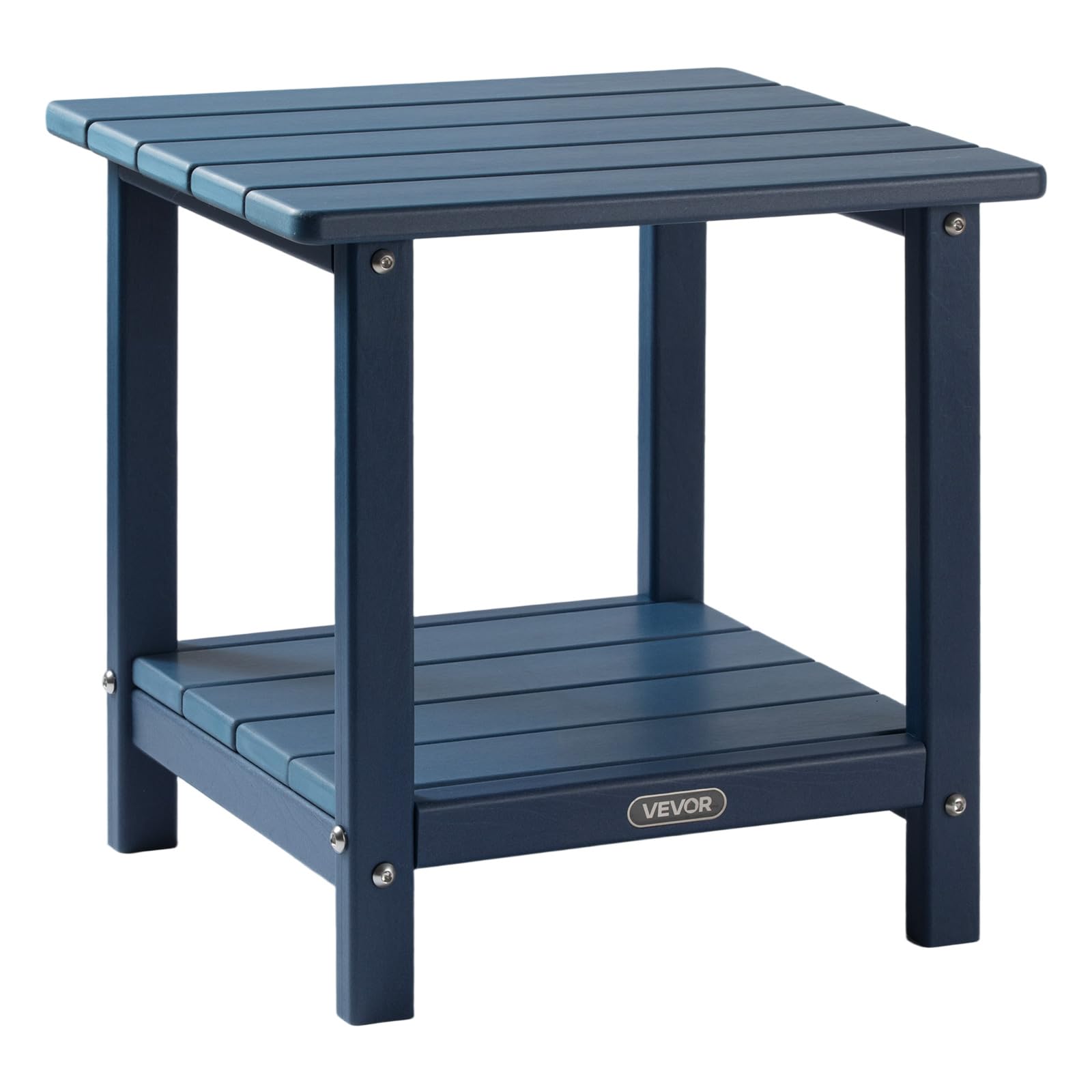 VEVOR Table d'Appoint Extérieur Jardin, 2 Niveaux, 45 x 38 x 44 cm, en PEHD, Entretien Facile, Résiste aux Intempéries, pour Terrasse, Bord de Piscine, Plage, Porche, Patio, Balcon, Intérieur, Bleu