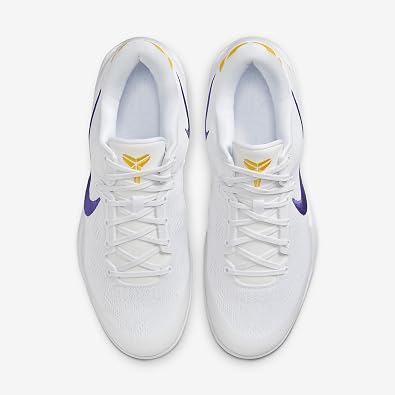 Kobe VIII Protro Basketball Shoes (HF9550-100, White/University Gold/Court Purple) Size 13.5