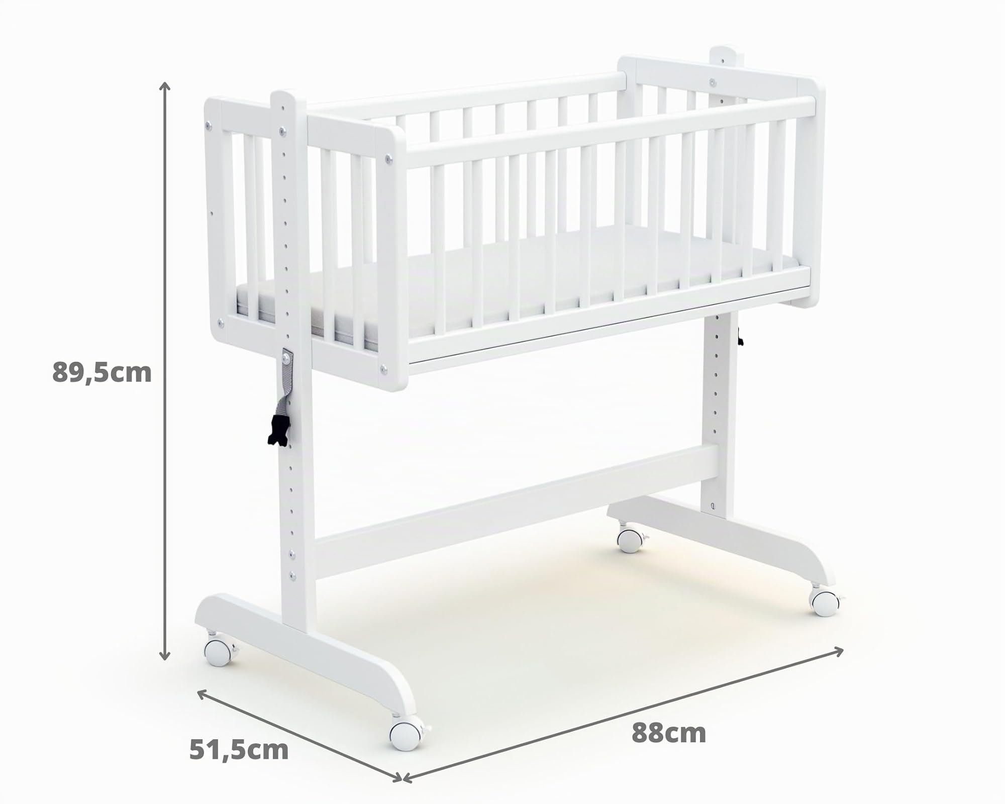 AT4 - Culla co-sleeping evolutiva ESSENTIEL legno - Bianco - 40 x 80-88 x 52 x 90 cm
