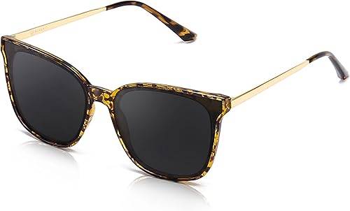 SUNGAIT Gafas de sol cuadradas vintage para mujeres y hombres gafas de sol redondas polarizadas con marco grande UV400