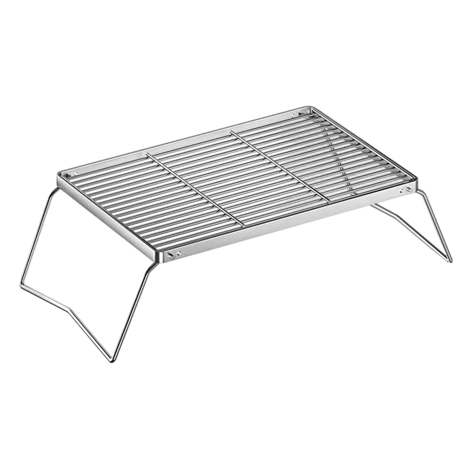 Parrilla de camping de acero inoxidable con acabado robusto para exteriores exigentes