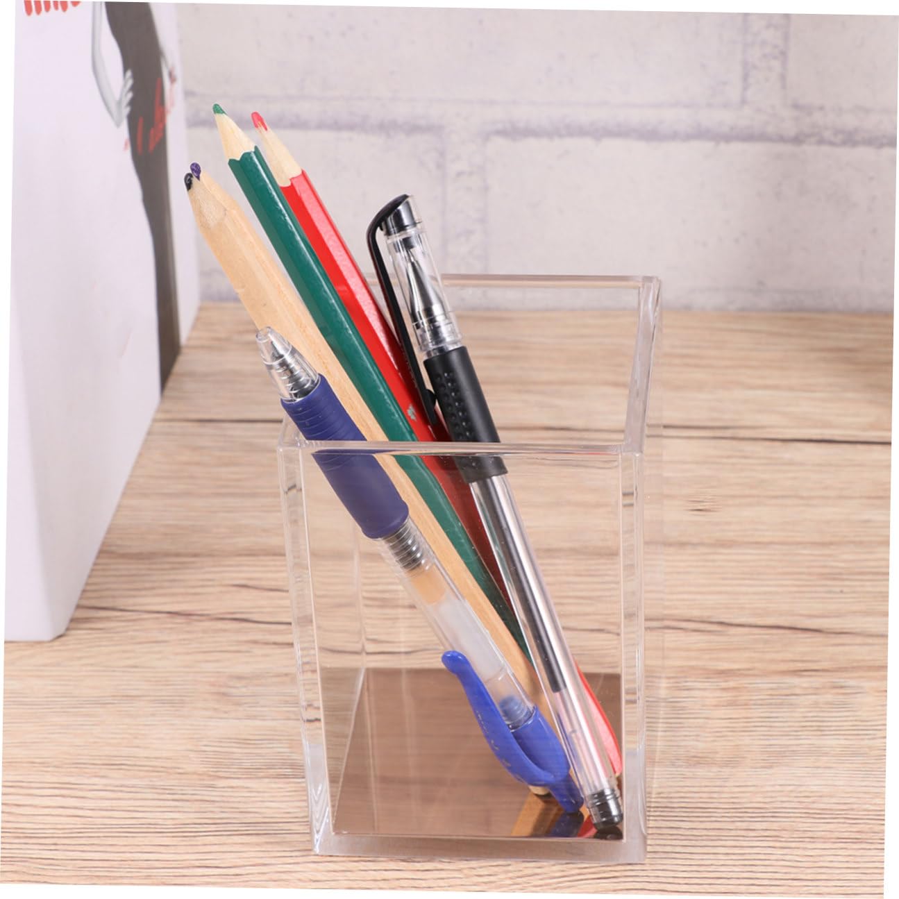 PLAFOPE Portalápices Acrílico Transparente Duradero Organizador Escritorio Elegante para Papelería y Lápices Regalo para Estudiantes y Profesores