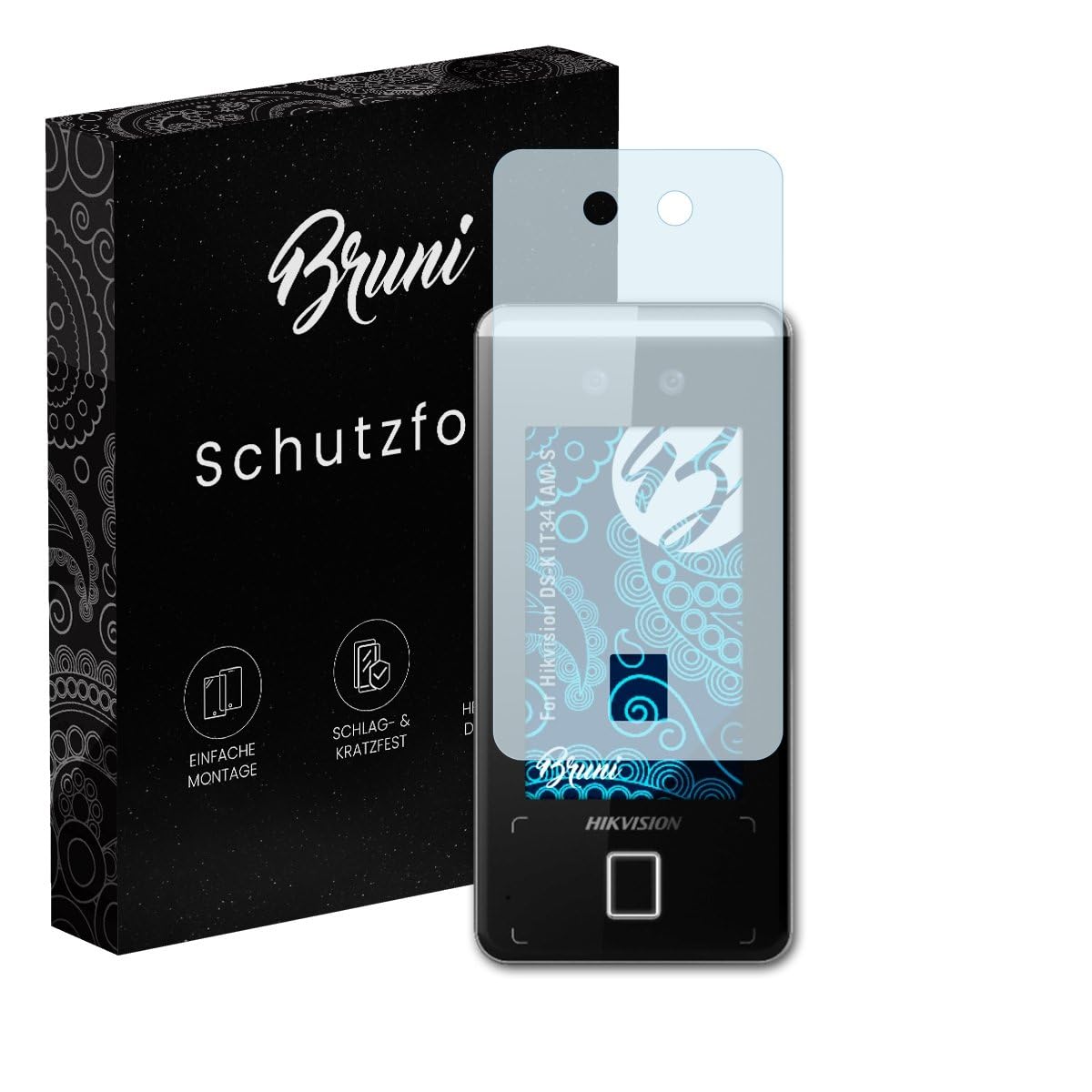 Bruni Screen Protector compatible with Hikvision DS-K1T341AM-S Protector Film, crystal clear Protective Film (2X)