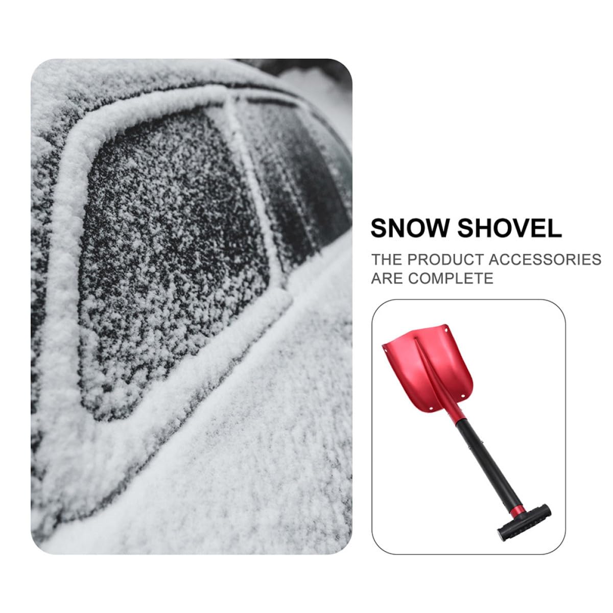 Pala de Aleación de Aluminio Ligera Plegable para Coche de Nieve y Fácil de Almacenar y Eliminación Rápida de Hielo en Parabrisas Adecuado para Invierno