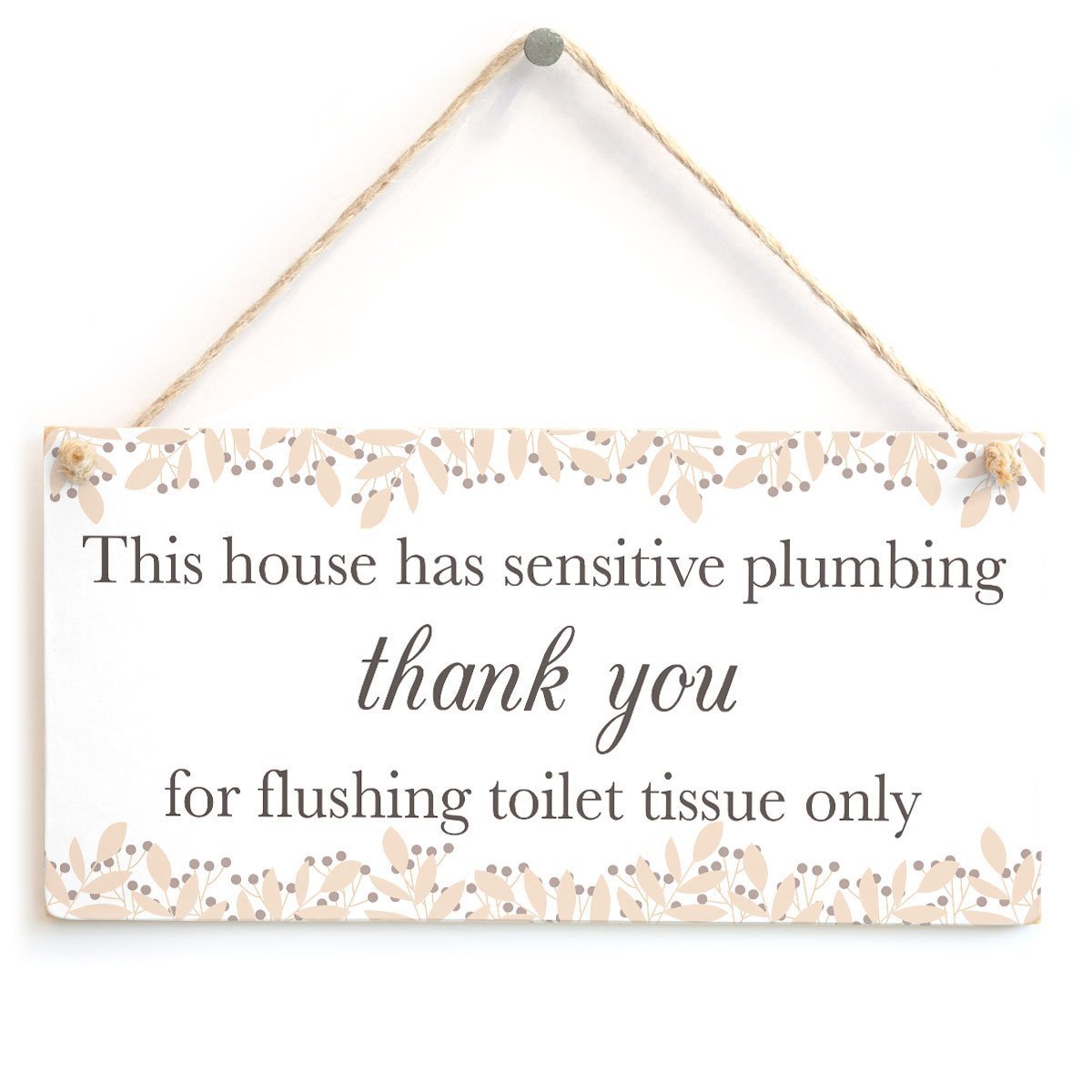 Meijiafei This house has sensitive plumbing thank you for flushing toilet tissue only - Neutral Colour Septic Tank Notice Hanging Sign For Toilet Door