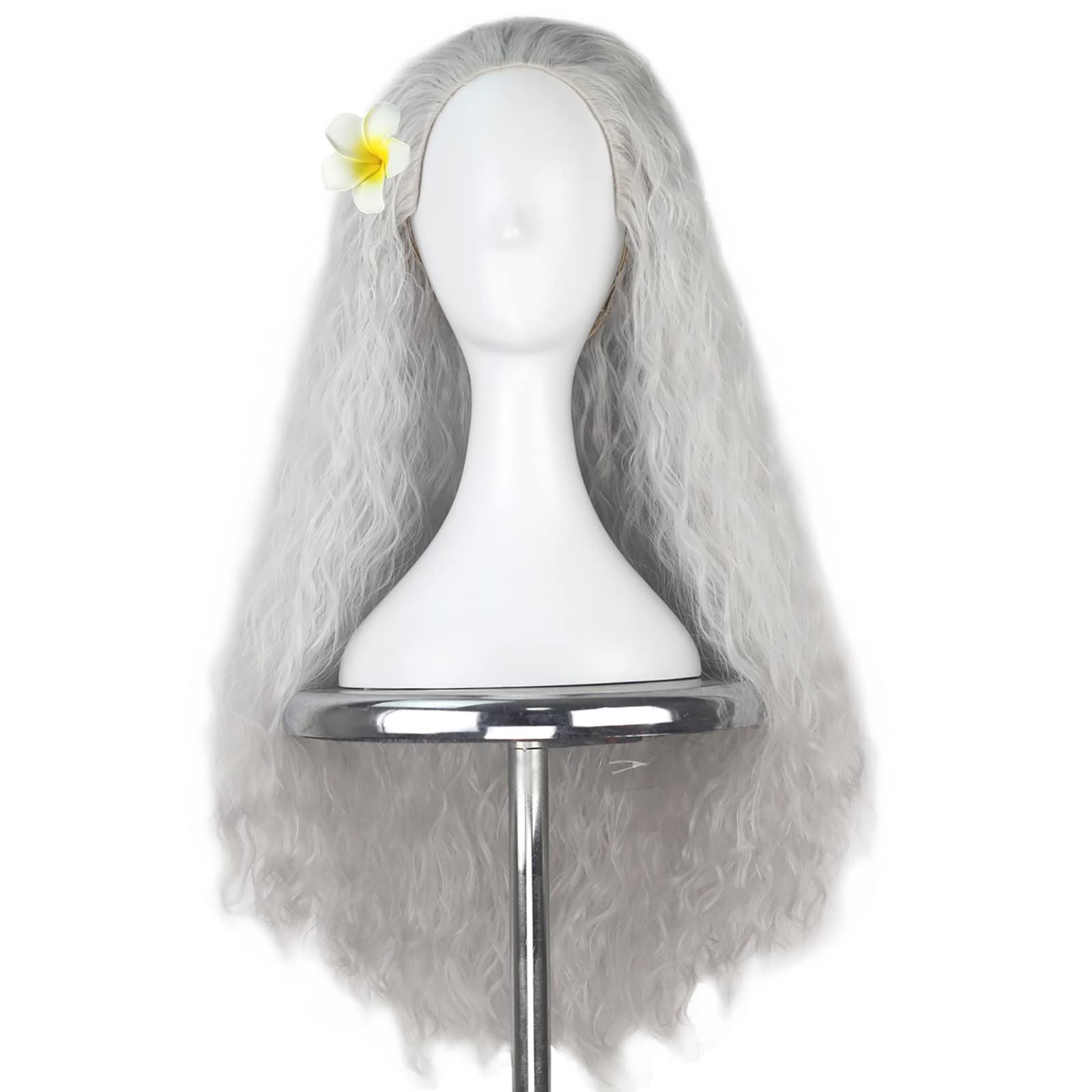 Yan DreamLong Silvery Old Lady Wig Granny Witch Wigs for Women Adult Cosplay Costume Halloween