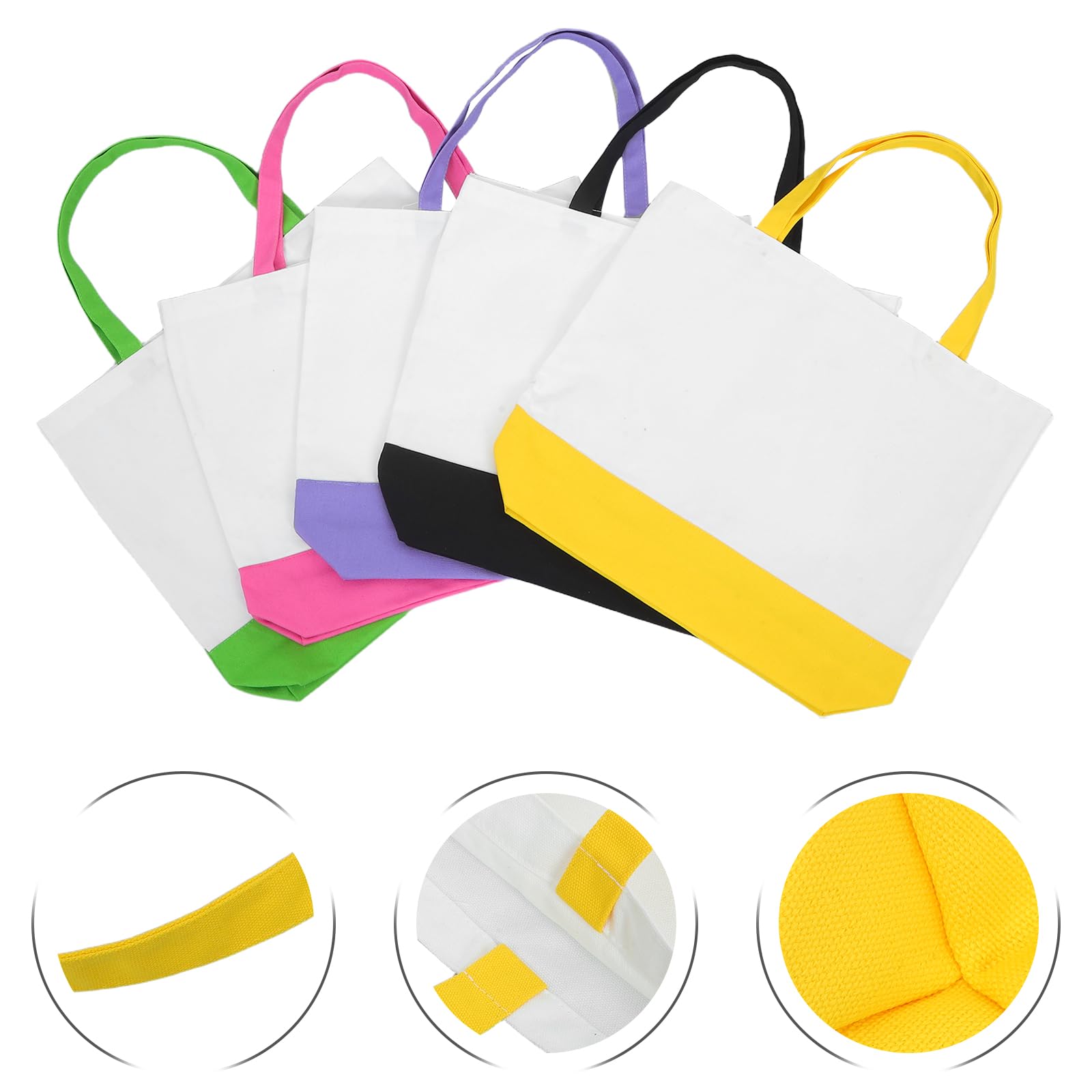 Toyvian 5 Stück Einkaufstaschen aus Canvas für Damen mit Breitem Tragegurt Große Farbige Stofftaschen zum Einkaufen Faltbar und Robust für Lebensmittel und Selbstgemacht Projekte
