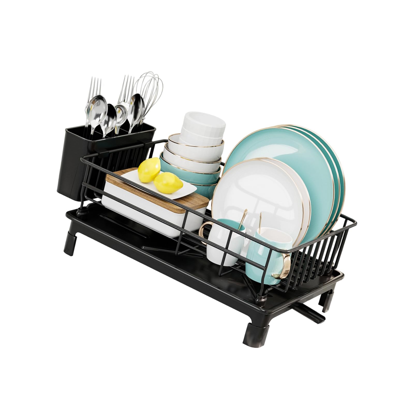Msioytog Modern White Iron Infant Safe Countertop Highlighting Removable Addition Basket and Efficient Drain Answer 38x26x15cm Rack