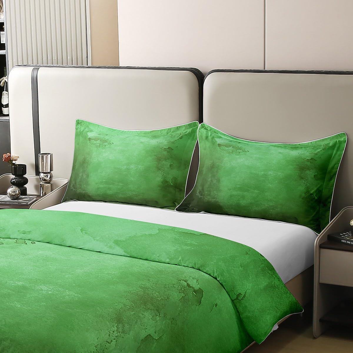 Erosebridal Green and Black Abstract 100% Cotton Duvet Cover Twin Size, Tie Dye Gradient Soft Bedding Set for Kids Girls Boys, Smoky Watercolor Art Comforter Cover for Bed, Aesthetic Ombre Bedclothes