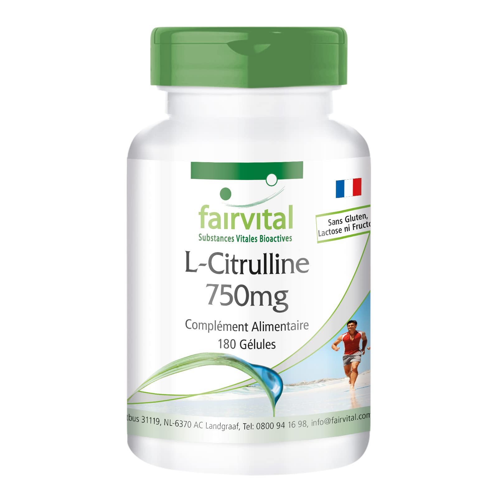 fairvital L-citrulline en gélules de 750mg, HAUTE DOSÉE, VÉGÉTALIENNE, 180 gélules