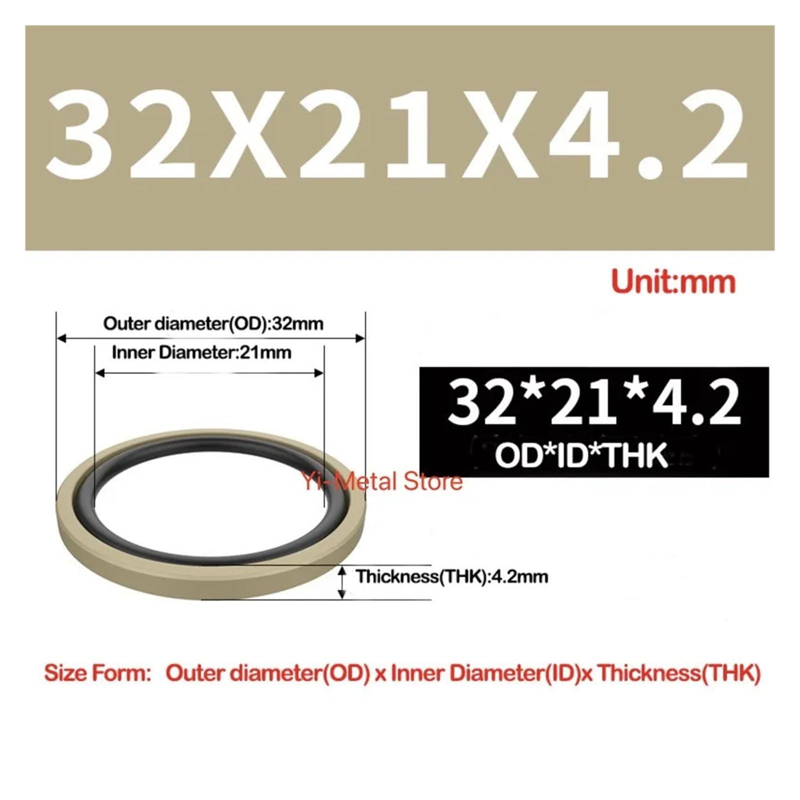 1 sello alternativo de cilindro hidráulico, anillo de PTFE y junta tórica NBR.(105x94x4.2mm)