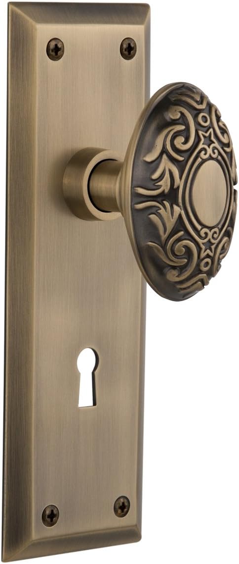 Nostalgic Warehouse New York Plate with Keyhole Victorian Knob, Single Dummy, Unlacquered Brass