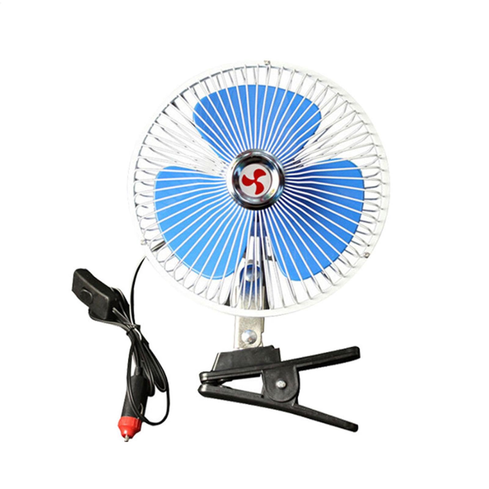 Ventilateur Portable De Voiture 12V/24V Avec Clip Oscillant D'été, 8 Pouces À Faible Bruit de Bureau, Tête Électrique Réglable à 180 Degrés