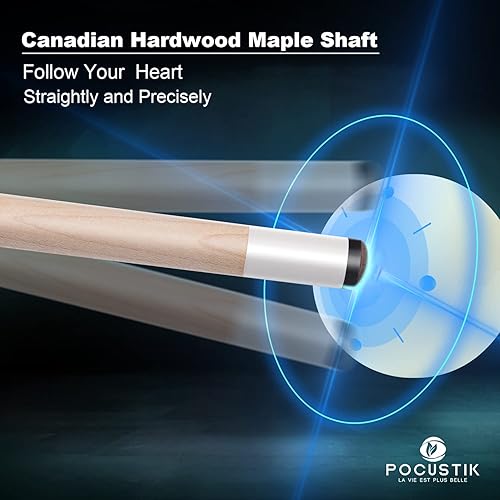 Miniatura 7 de Taco de billar de 58 pulgadas, 2 piezas para adultos, palos de mesa de billar de 18192021 onzas, palo de lino irlandés para taco de piscina, taco de