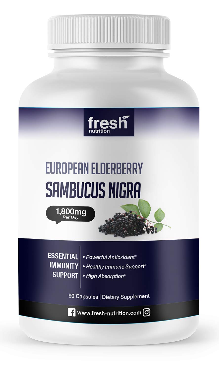 Elderberry Immune Support – Strongest DNA Verified 1800mg Sambucus Black Elderberry – Easy to Swallow Elderberry Capsule - Powerful Booster - Gluten Free, Soy Free, Non GMO, Vegan Safe