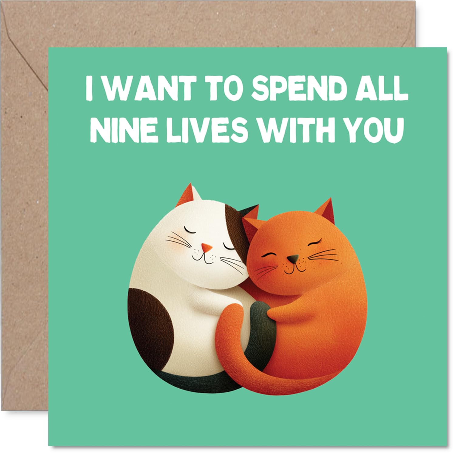 Cute Anniversary Card - All Nine Lives - Adorable Happy Anniversary Card for Women Men, 145mm Joke Humour Anniversaries Greeting Cards