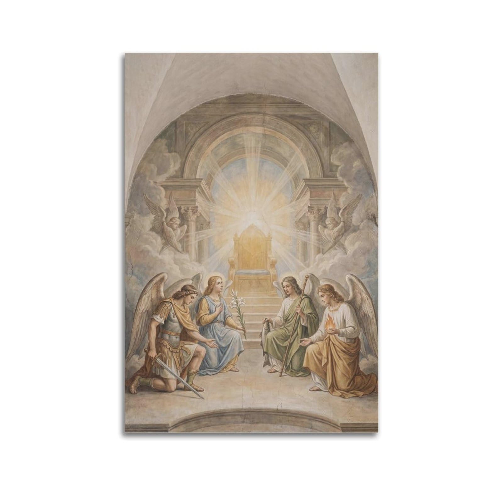 OKNGB Christian Poster Four Archangels Michael Gabriel Raphael Uriel Decorative Painting Canvas Art Picture 12x18inch(30x45cm)