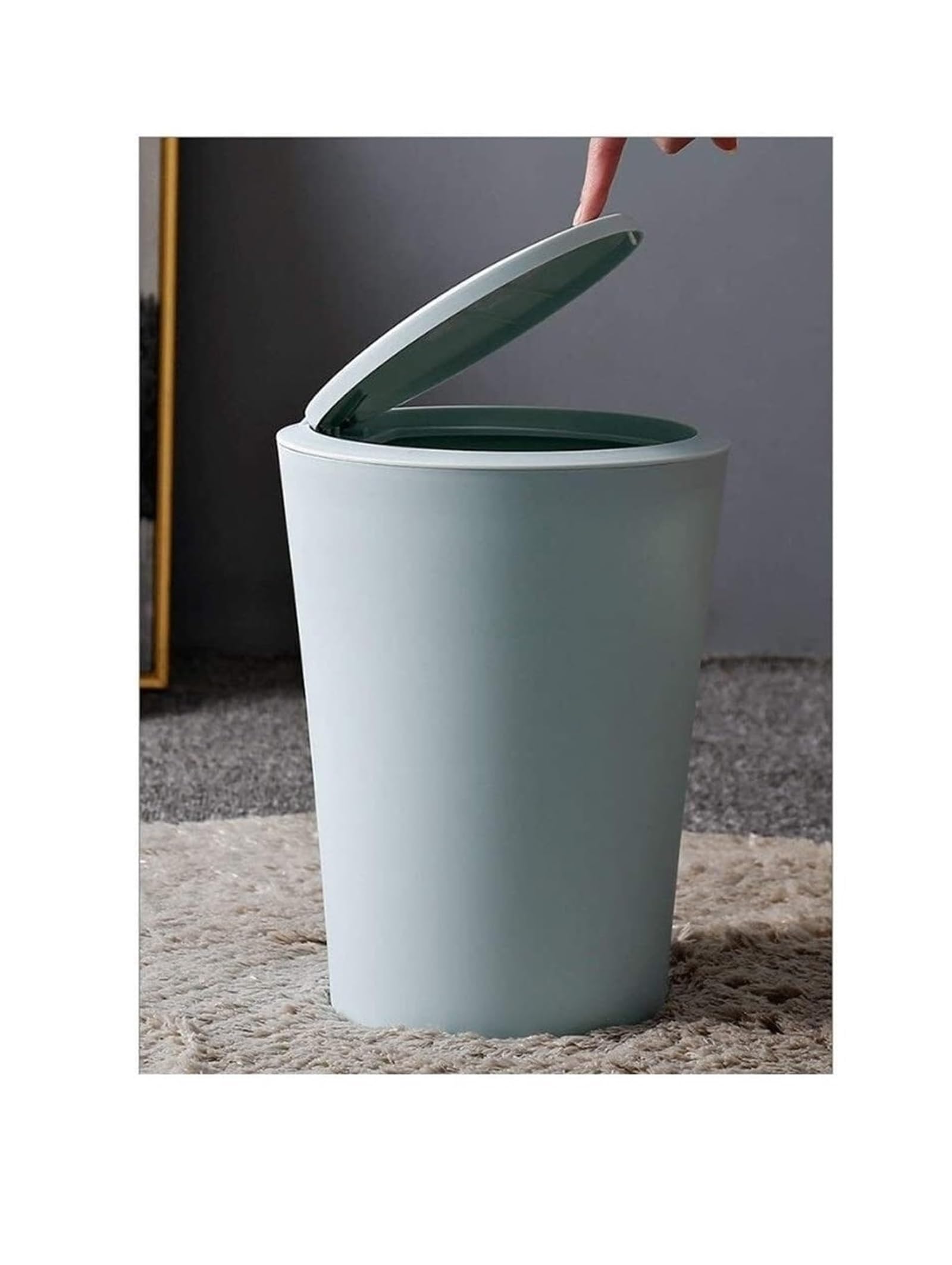 Botes de Basura Cubo de Basura de plástico con Anillo de presión, con Tapa/sin Tapa, for baño, (Color : with Cover Blue) Aire Libre y hogar